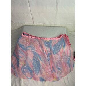 American Girl Ballet Wrap Skirt Pastel Marble Chiffon Pink Blue m/l 90s